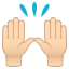 Raising hands: light skin tone :raised_hands_tone1: 🙌🏻