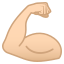 Flexed biceps: light skin tone :muscle_tone1: 💪🏻